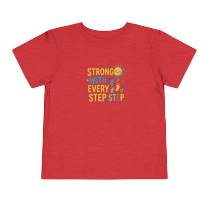 Toddler Tee — "Strong With Every Step, Step" Sunshine Design | Cerebral Palsy & Adaptive Movement Shirt