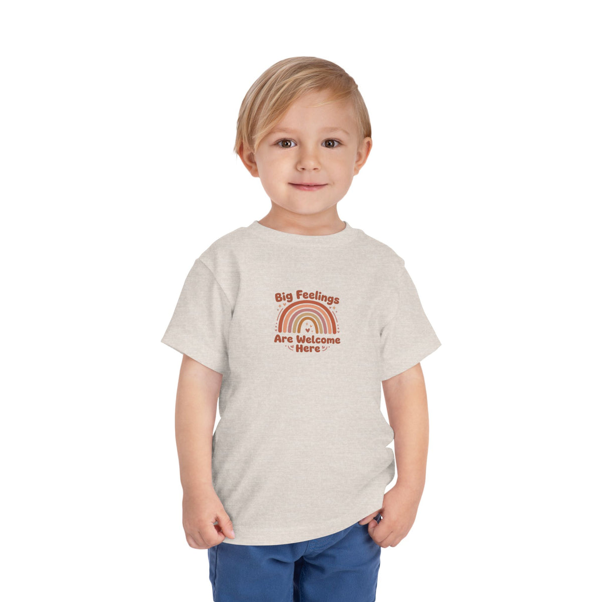 Big Feelings Are Welcome Here Toddler Shirt | Boho Rainbow Emotional Wellness Kids Tee