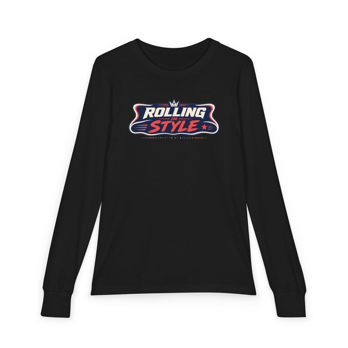 "Rolling In Style" Youth Long Sleeve Tee — Streetwear Banner Crest | Uplifted By Design™ Cerebral Palsy & Disability Pride Shirt