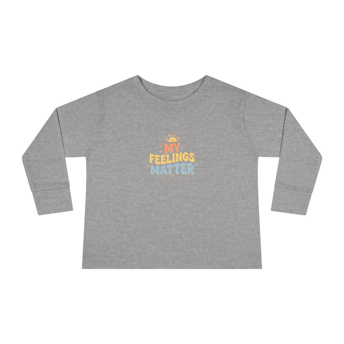 "My Feelings Matter" Toddler Long Sleeve Tee — Pastel Heart Lettering | Uplifted By Design™ Inspirational Kids Shirt