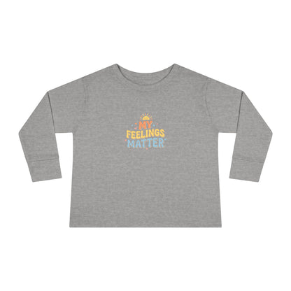 "My Feelings Matter" Toddler Long Sleeve Tee — Pastel Heart Lettering | Uplifted By Design™ Inspirational Kids Shirt