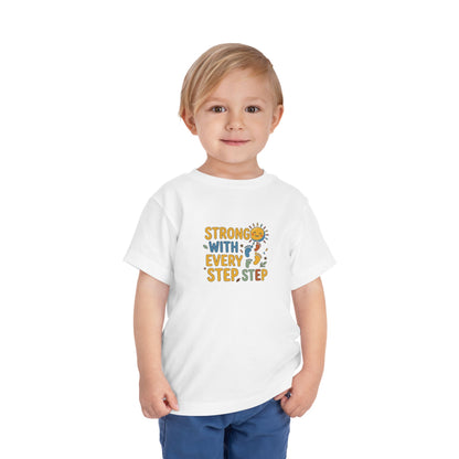 Toddler Tee — "Strong With Every Step, Step" Sunshine Design | Cerebral Palsy & Adaptive Movement Shirt