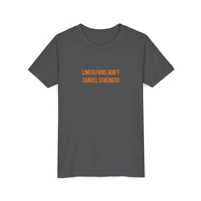 "Limitations Don't Cancel Strength" Cerebral Palsy Awareness Youth Tee | Uplifted By Design