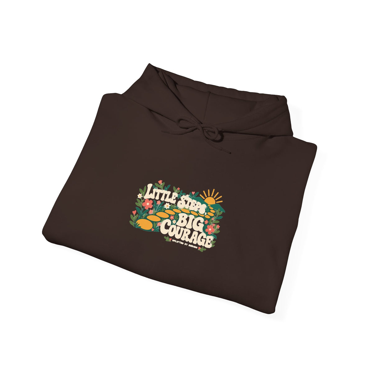 "Little Steps, Big Courage" Unisex Hoodie — Sunrise Path Graphic | Uplifted By Design™ Mental Health & Emotional Wellbeing Hoodie