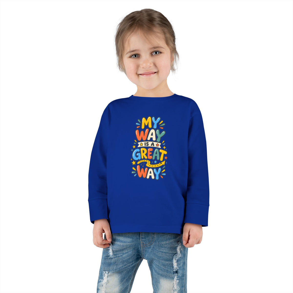 "My Way Is a Great Way" Toddler Long Sleeve Tee — Colorful Positive Quote | Uplifted By Design™ Cerebral Palsy & Disability Pride Shirt