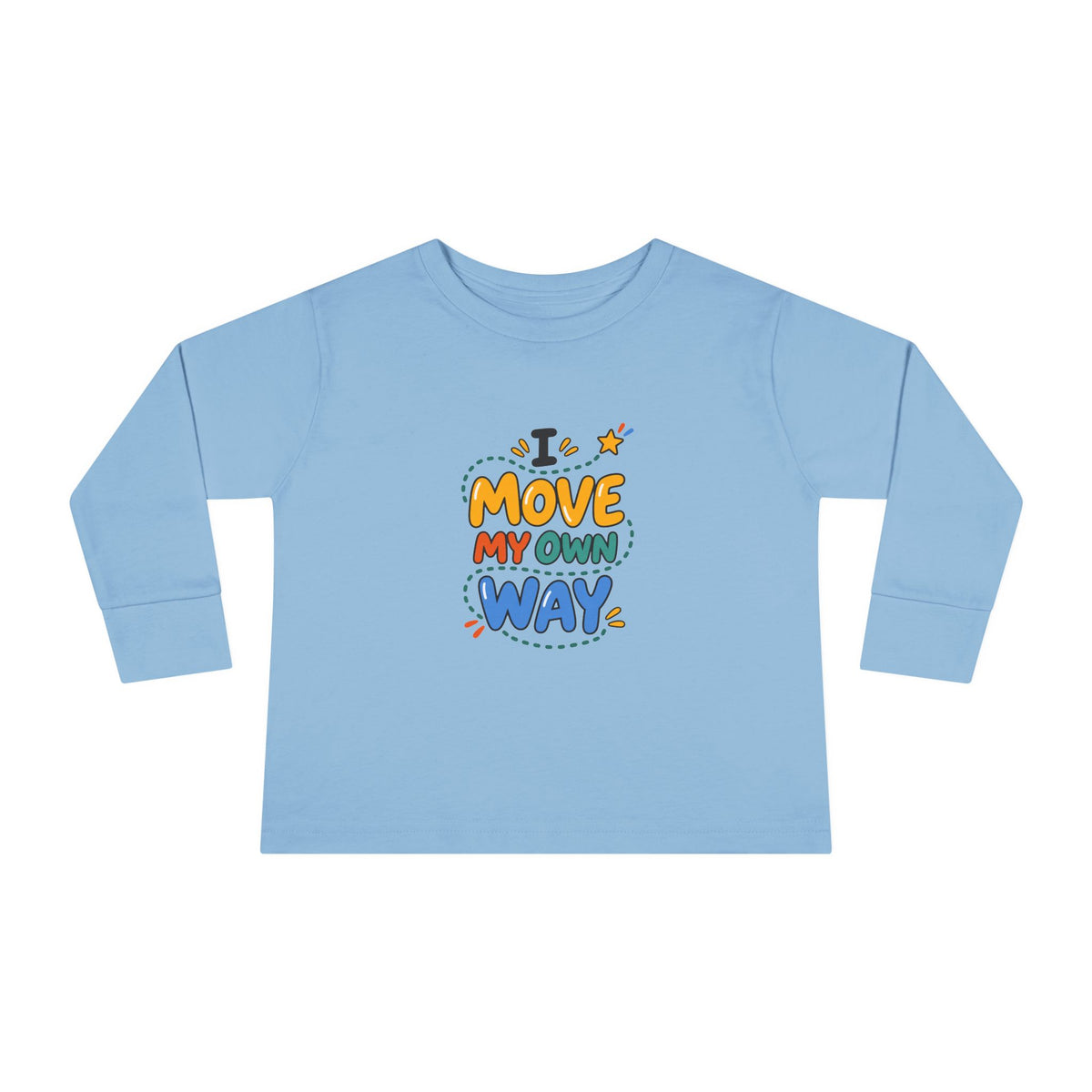 "I Move My Own Way" Toddler Long Sleeve Tee — Bold Movement Quote | Uplifted By Design™ Cerebral Palsy & Adaptive Movement Shirt