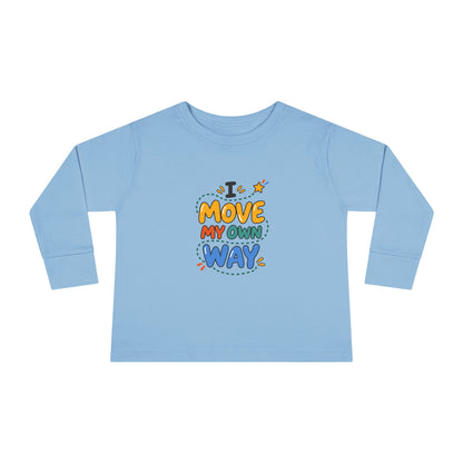 "I Move My Own Way" Toddler Long Sleeve Tee — Bold Movement Quote | Uplifted By Design™ Cerebral Palsy & Adaptive Movement Shirt