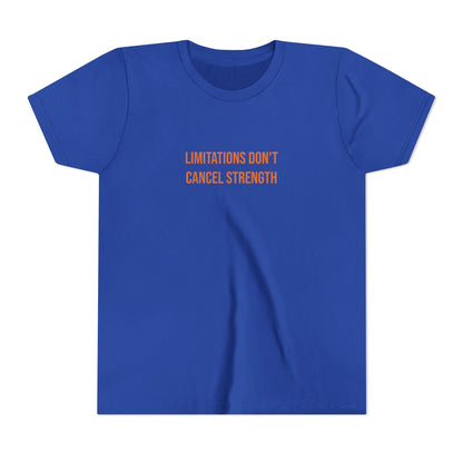 "Limitations Don't Cancel Strength" Cerebral Palsy Awareness Youth Tee | Uplifted By Design
