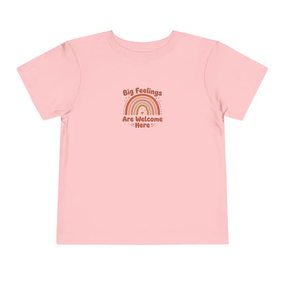 Big Feelings Are Welcome Here Toddler Shirt | Boho Rainbow Emotional Wellness Kids Tee