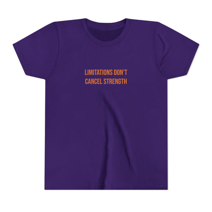 "Limitations Don't Cancel Strength" Cerebral Palsy Awareness Youth Tee | Uplifted By Design