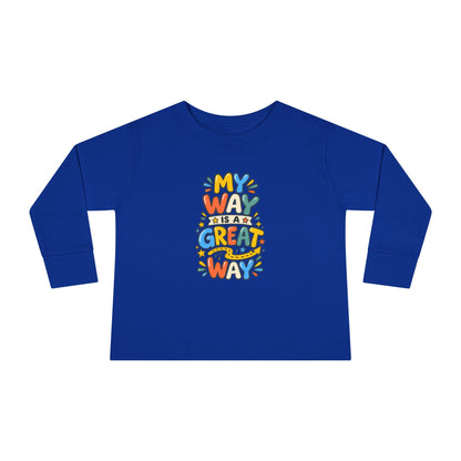 "My Way Is a Great Way" Toddler Long Sleeve Tee — Colorful Positive Quote | Uplifted By Design™ Cerebral Palsy & Disability Pride Shirt