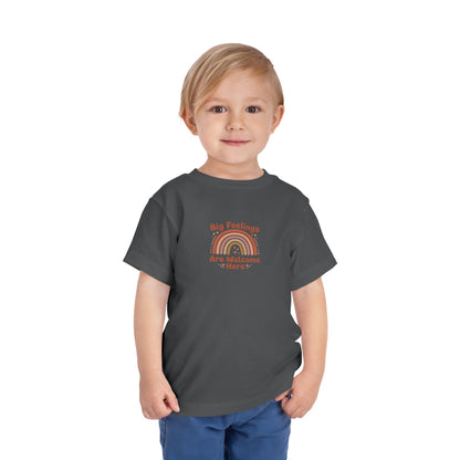 Big Feelings Are Welcome Here Toddler Shirt | Boho Rainbow Emotional Wellness Kids Tee