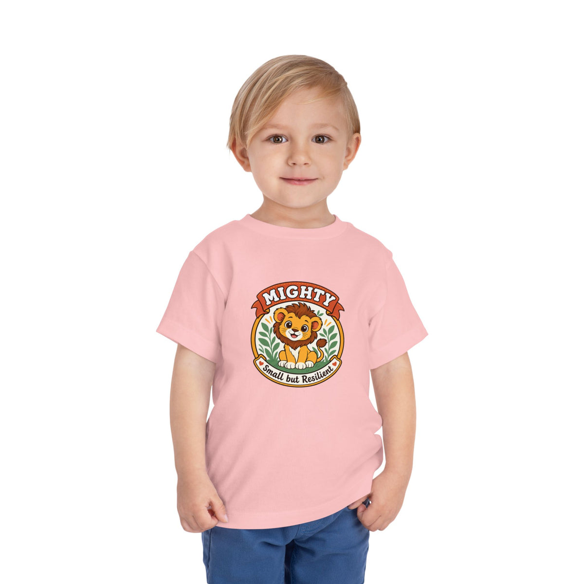 Mighty Lion Toddler Tee — "Mighty & Small but Resilient" Cute Kids T-Shirt