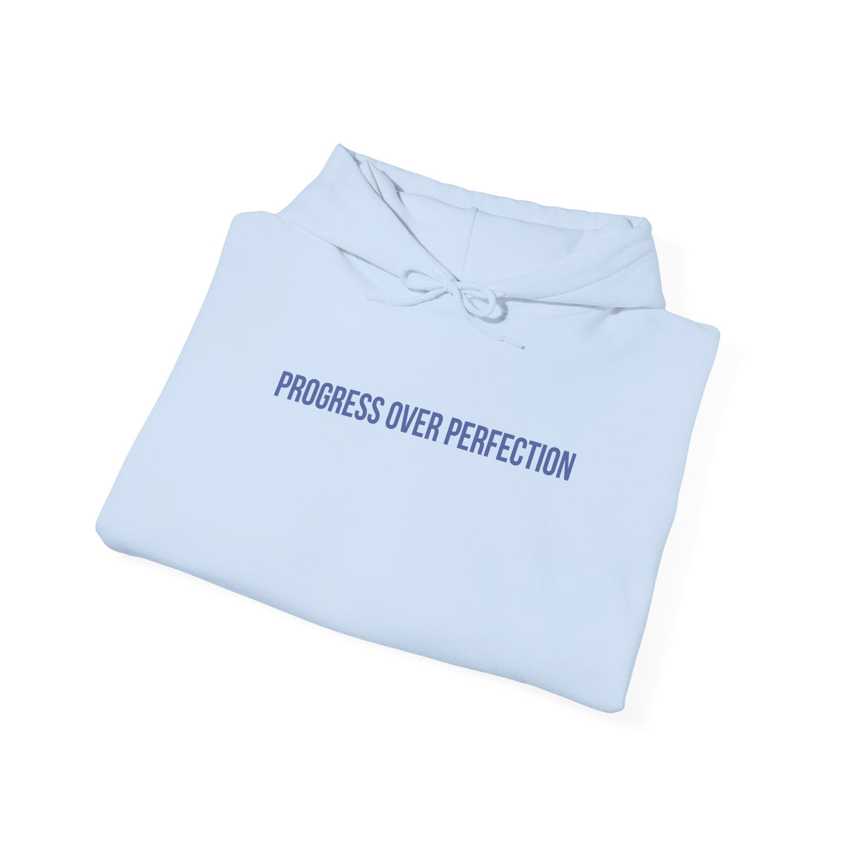 "Progress Over Perfection" Unisex Hoodie — Minimal Blue Statement | Uplifted By Design™ Mental Health & Emotional Wellbeing Hoodie