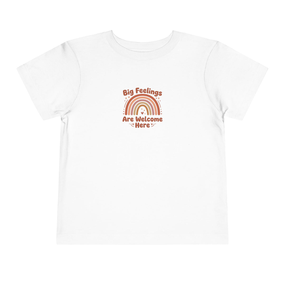 Big Feelings Are Welcome Here Toddler Shirt | Boho Rainbow Emotional Wellness Kids Tee