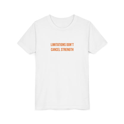 "Limitations Don't Cancel Strength" Cerebral Palsy Awareness Youth Tee | Uplifted By Design