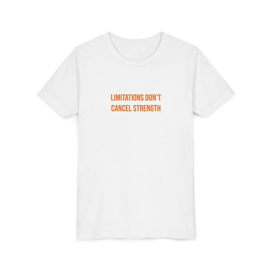 "Limitations Don't Cancel Strength" Cerebral Palsy Awareness Youth Tee | Uplifted By Design