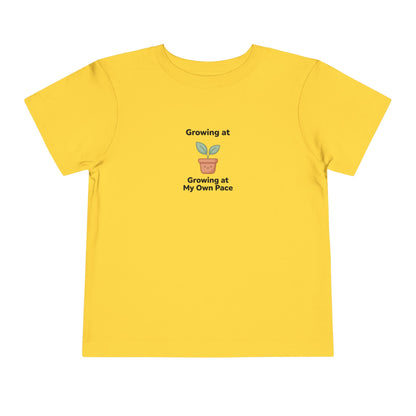 Growing at My Own Pace Toddler Shirt | Potted Plant Positive Affirmation Kids Tee