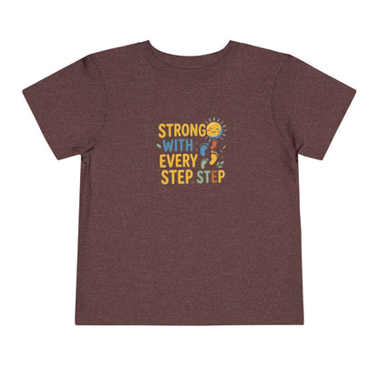 Toddler Tee — "Strong With Every Step, Step" Sunshine Design | Cerebral Palsy & Adaptive Movement Shirt
