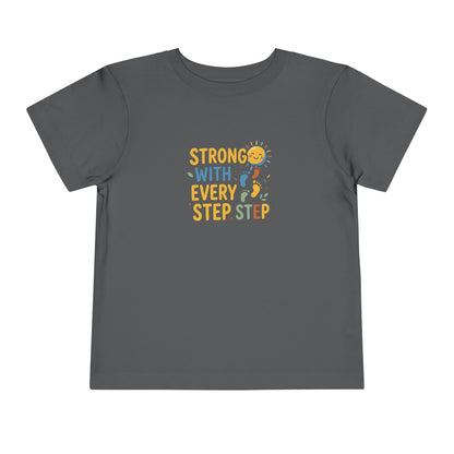 Toddler Tee — "Strong With Every Step, Step" Sunshine Design | Cerebral Palsy & Adaptive Movement Shirt