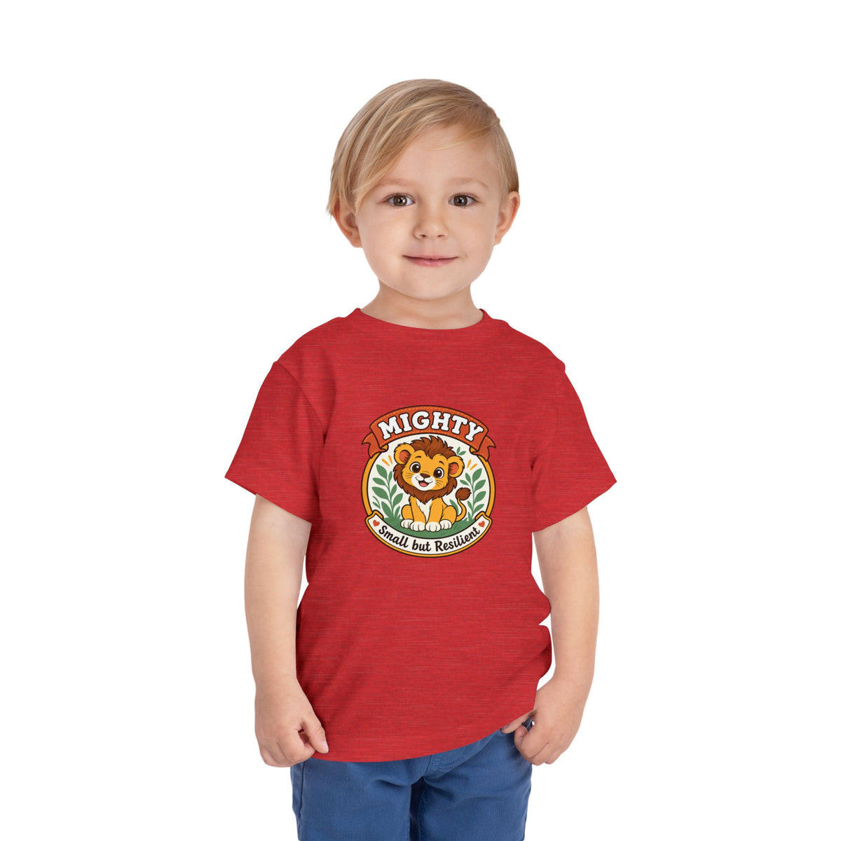 Mighty Lion Toddler Tee — "Mighty & Small but Resilient" Cute Kids T-Shirt