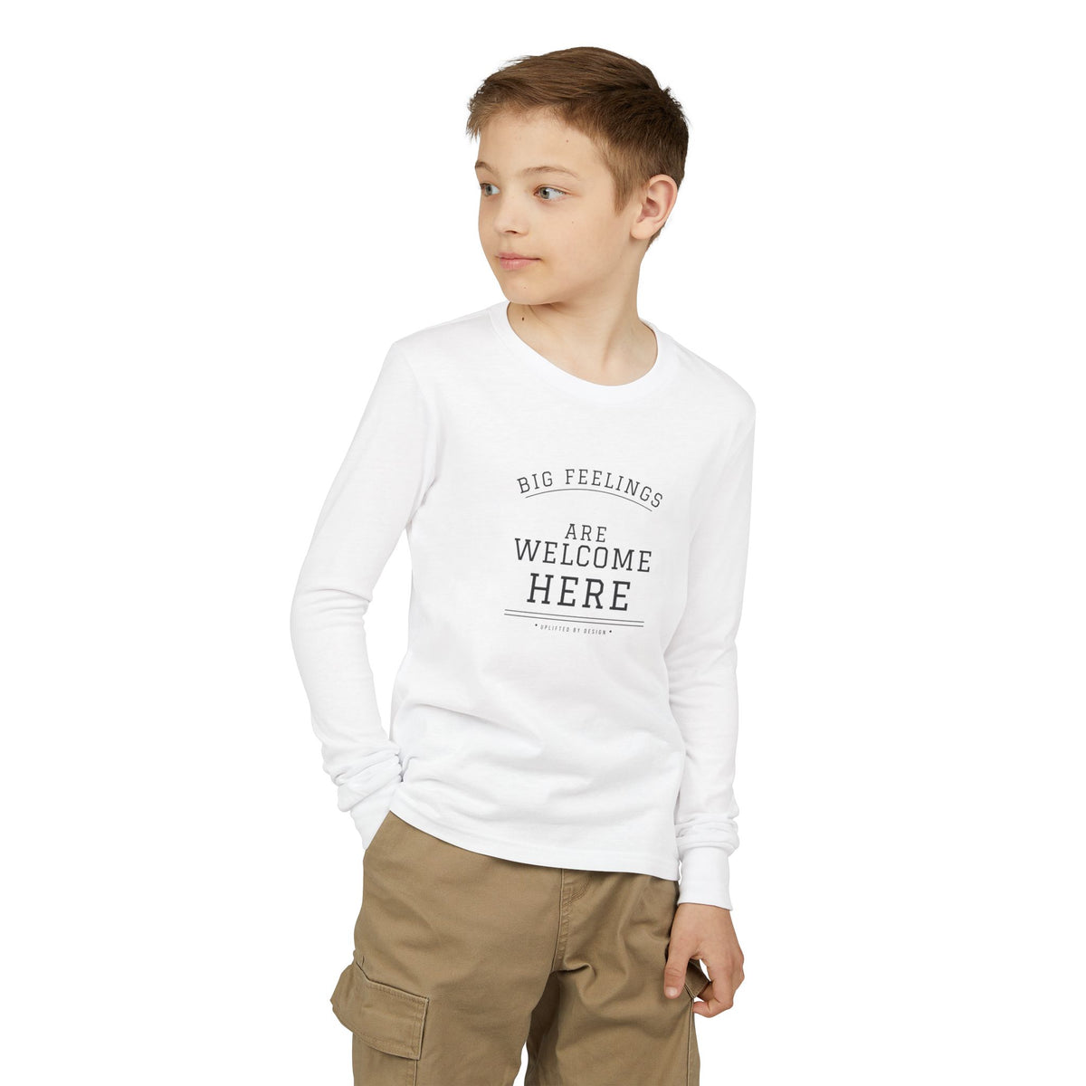 'Big Feelings Are Welcome Here' Youth Long-Sleeve Tee | Uplifted By Design™