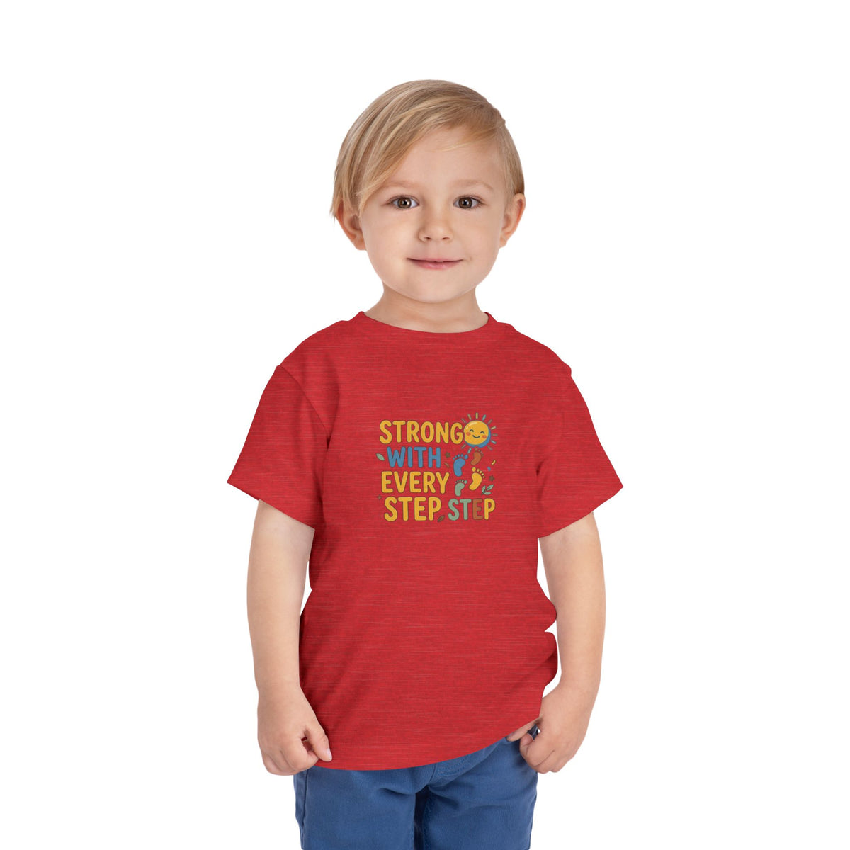Toddler Tee — "Strong With Every Step, Step" Sunshine Design | Cerebral Palsy & Adaptive Movement Shirt