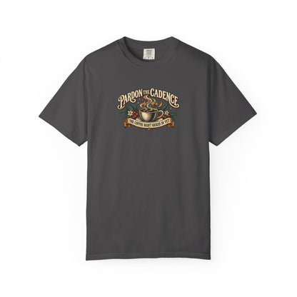 "Pardon the Cadence" Illustrated Edition Unisex T-Shirt — Vintage Coffee & Botanical Graphic | Uplifted By Design™ Cerebral Palsy & Speech Difference Tee