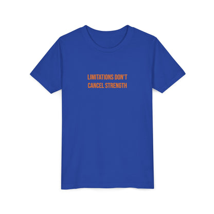"Limitations Don't Cancel Strength" Cerebral Palsy Awareness Youth Tee | Uplifted By Design