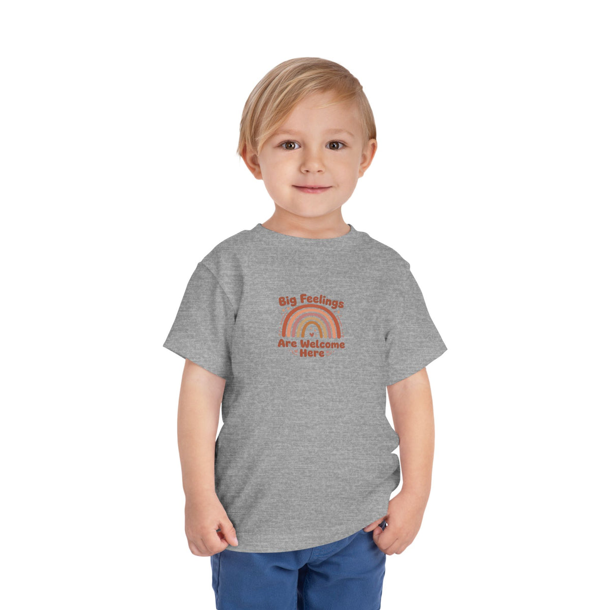 Big Feelings Are Welcome Here Toddler Shirt | Boho Rainbow Emotional Wellness Kids Tee