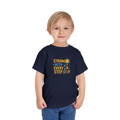 Toddler Tee — "Strong With Every Step, Step" Sunshine Design | Cerebral Palsy & Adaptive Movement Shirt