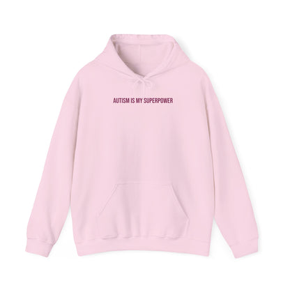 "Autism Is My Superpower" Unisex Hoodie — Minimal Plum Statement | Uplifted By Design™ Autism Acceptance & Sensory Pride Hoodie