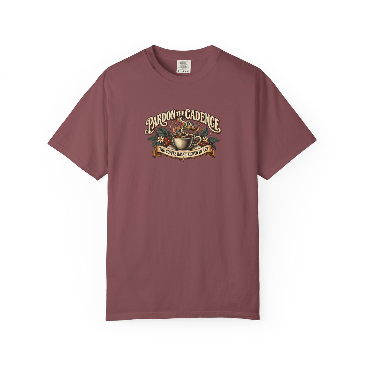 "Pardon the Cadence" Illustrated Edition Unisex T-Shirt — Vintage Coffee & Botanical Graphic | Uplifted By Design™ Cerebral Palsy & Speech Difference Tee