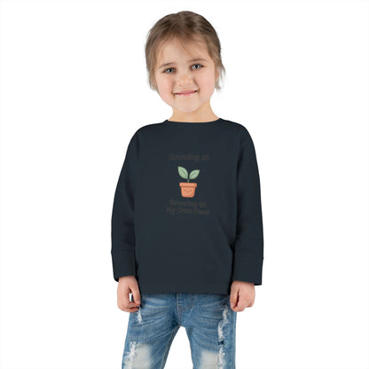 "Growing at My Own Pace" Toddler Long Sleeve Tee — Little Sprout Pot | Uplifted By Design™ Inspirational Kids Shirt