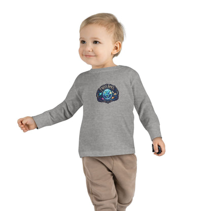"I Need Space" Toddler Long Sleeve Tee — Cosmic Calm Planet | Uplifted By Design™ Autism Acceptance & Sensory Pride Shirt