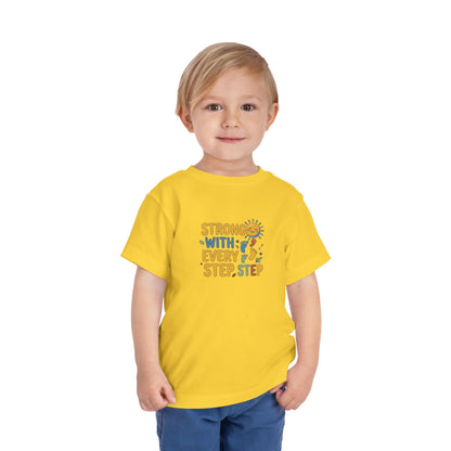 Toddler Tee — "Strong With Every Step, Step" Sunshine Design | Cerebral Palsy & Adaptive Movement Shirt