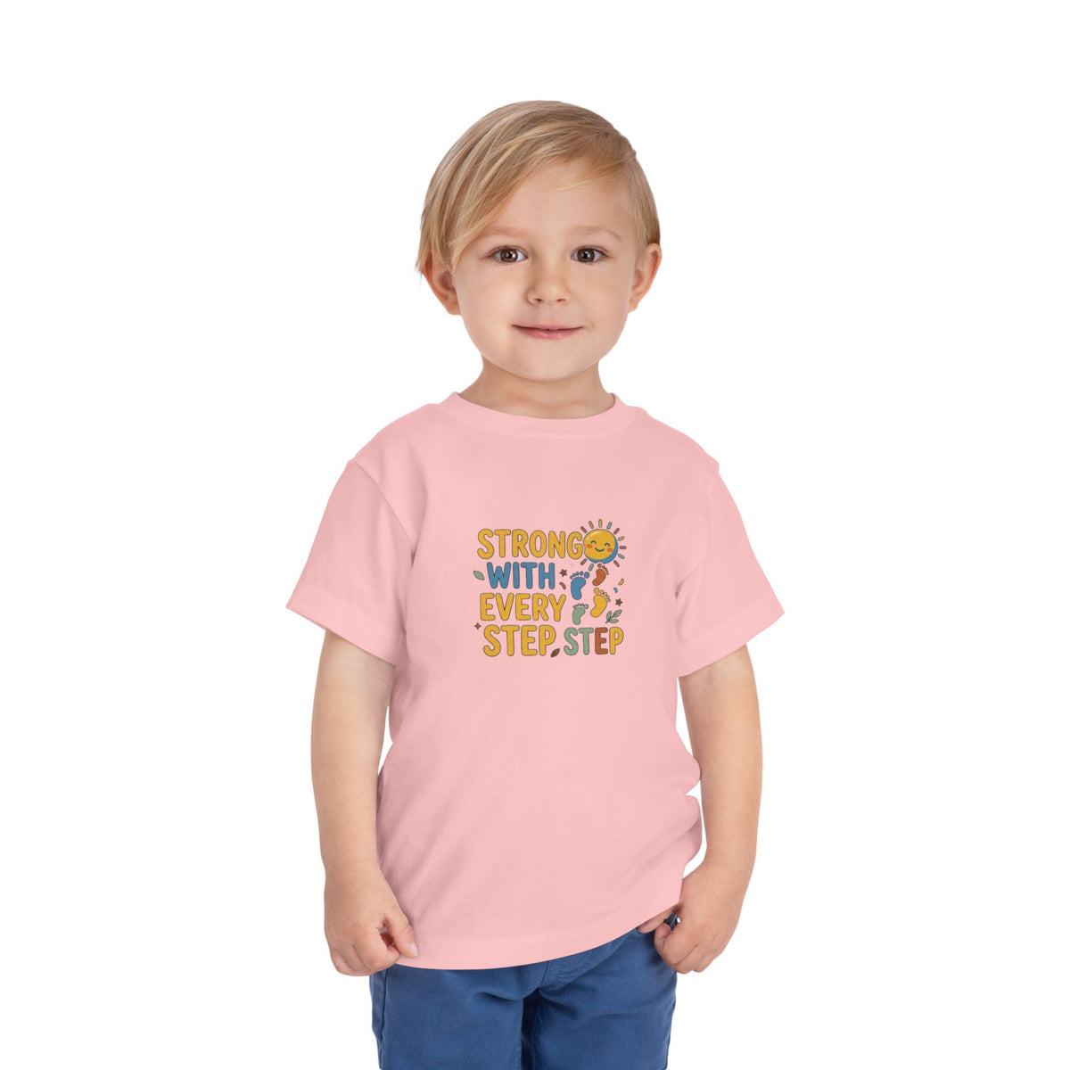 Toddler Tee — "Strong With Every Step, Step" Sunshine Design | Cerebral Palsy & Adaptive Movement Shirt