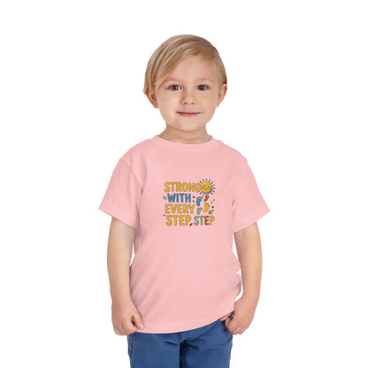 Toddler Tee — "Strong With Every Step, Step" Sunshine Design | Cerebral Palsy & Adaptive Movement Shirt