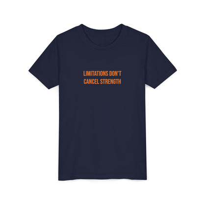 "Limitations Don't Cancel Strength" Cerebral Palsy Awareness Youth Tee | Uplifted By Design