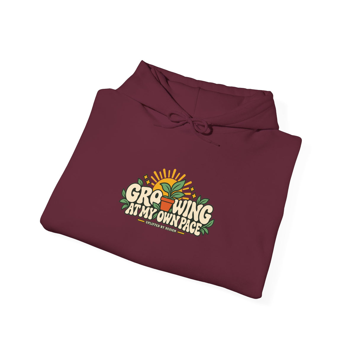"Growing at My Own Pace" Unisex Hoodie — Botanical Growth Graphic | Uplifted By Design™ Mental Health & Emotional Wellbeing Hoodie