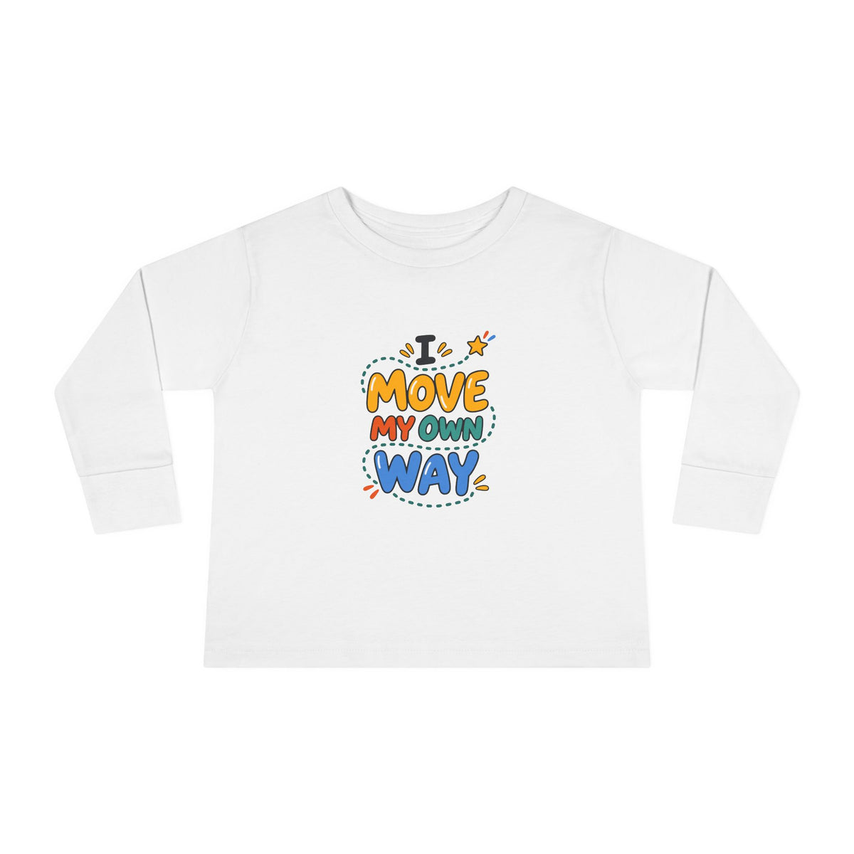 "I Move My Own Way" Toddler Long Sleeve Tee — Bold Movement Quote | Uplifted By Design™ Cerebral Palsy & Adaptive Movement Shirt
