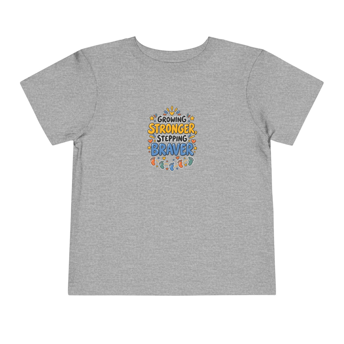 Growing Stronger Stepping Braver Toddler Tee | Uplifted By Design™ Inspirational Kids Shirt