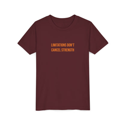 "Limitations Don't Cancel Strength" Cerebral Palsy Awareness Youth Tee | Uplifted By Design