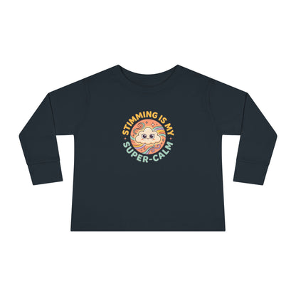 "Stimming Is My Super-Calm" Toddler Long Sleeve Tee — Sensory Affirmation | Uplifted By Design™ Autism Acceptance & Sensory Pride Shirt