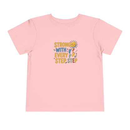 Toddler Tee — "Strong With Every Step, Step" Sunshine Design | Cerebral Palsy & Adaptive Movement Shirt