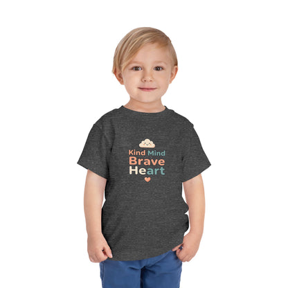 Kind Mind Brave Heart Toddler Shirt | Positive Affirmations Emotional Wellness Kids Tee