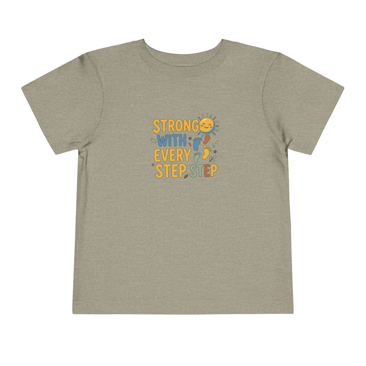 Toddler Tee — "Strong With Every Step, Step" Sunshine Design | Cerebral Palsy & Adaptive Movement Shirt