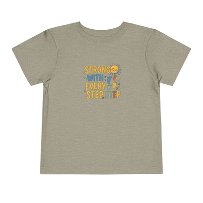 Toddler Tee — "Strong With Every Step, Step" Sunshine Design | Cerebral Palsy & Adaptive Movement Shirt