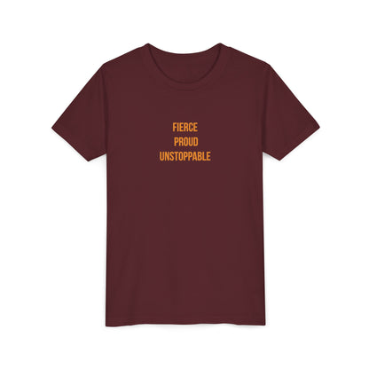 "Fierce Proud Unstoppable" Cerebral Palsy Awareness Youth Tee | Uplifted By Design