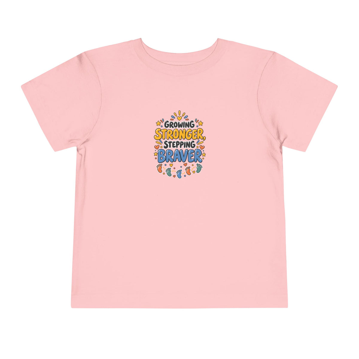 Growing Stronger Stepping Braver Toddler Tee | Uplifted By Design™ Inspirational Kids Shirt